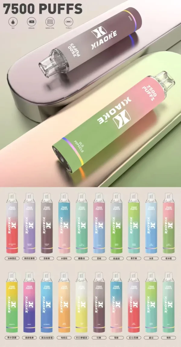 b98cd95cd72e812d1bba90264fbb7ec3.webp 梟客 XIAOKE 7500口拋棄式電子煙|個性潮流設計・高容量續航配置・便攜霧化體驗