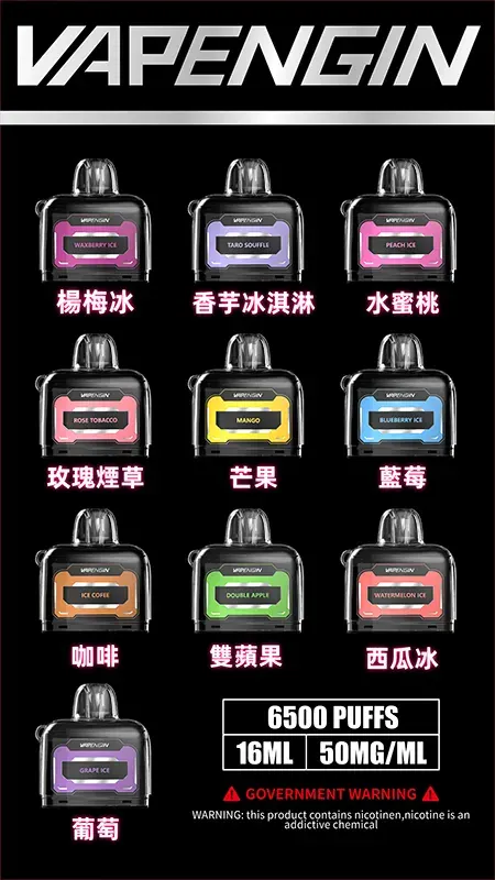 VAPENGIN JUPITER 木星6500口拋棄式電子煙｜星際流線設計・高容量續航配置・未來感霧化體驗