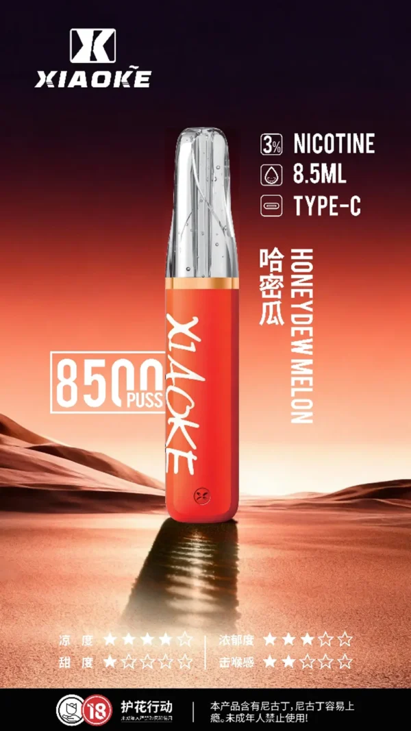 XIAOKE 梟客 8500口拋棄式電子煙｜順暢尼古丁鹽・輕巧大儲油量・Type-C長效續航
